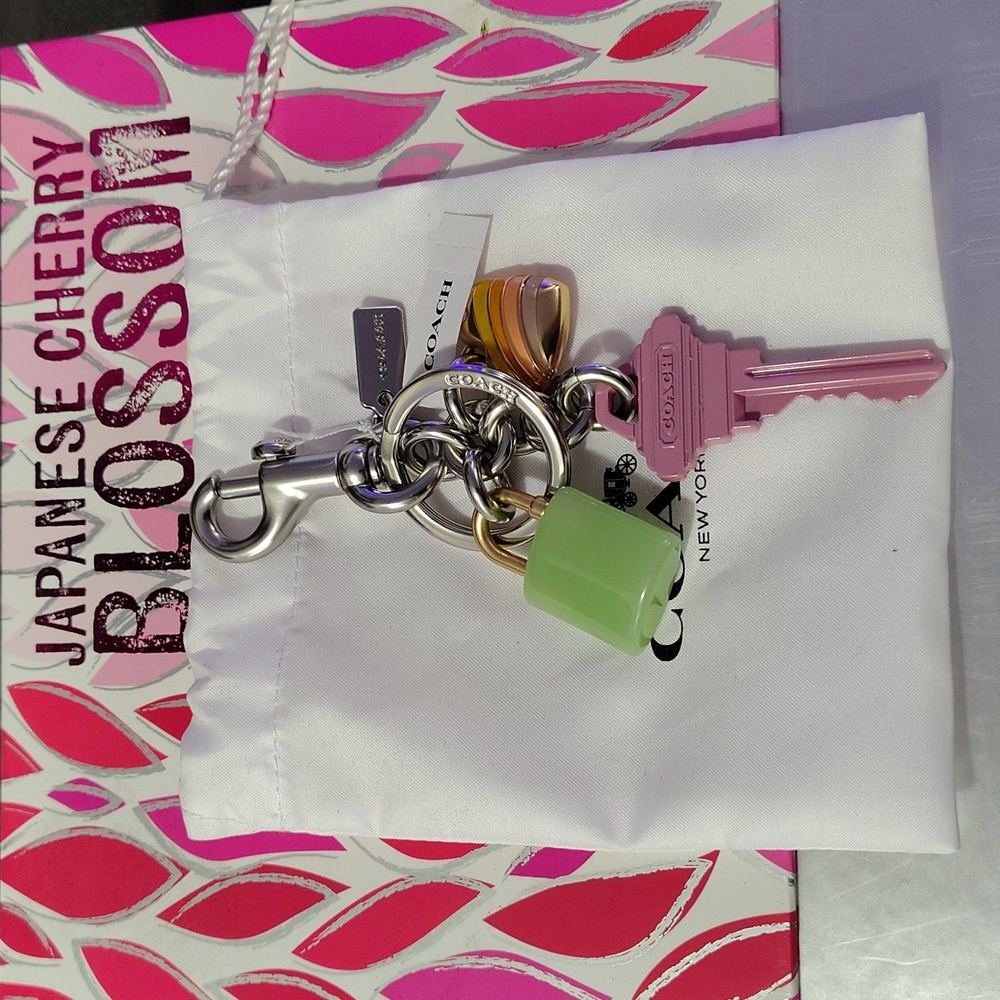 NWT! Coach Limited Edition Pink and Green Key Holder